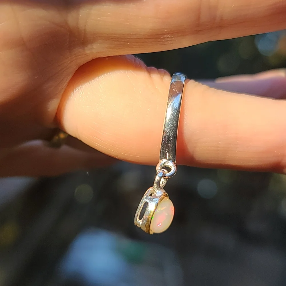 Fire 🔥 Opal sterling & gold charm ring sz8 - Picture 7 of 10
